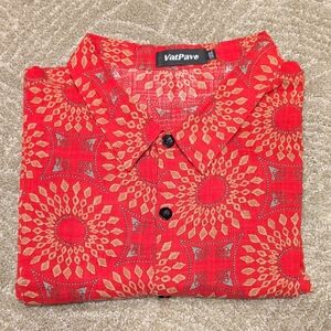 ValPave Men's Red Casual Button Down Shirt